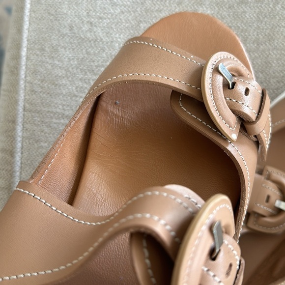 Aquatalia Sydni Khaki Leather Women’s Dual Buckle Sporty Sandal Size 9.5 EUC - Picture 11 of 12